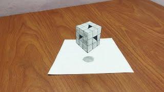 Realistic Cube Drawing | Realistic 3d Cube | Realistic 3d Floating Cube