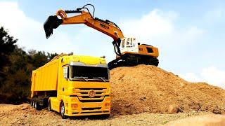 Huina RC Excavator & Mercedes Truck In Action | RC Dump Truck | Construction Vehicles | Auto Legends