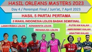 Hasil Orleans Masters 2023 Hari Ini │Day 4 / Perempat Final│3 Wakil Indonesia Lolos Babak SemiFinal│