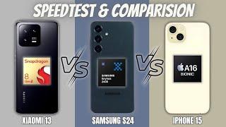 iPhone 15 vs Samsung Galaxy S24 vs Xiaomi 13 | Speedtest & Camera Comparison