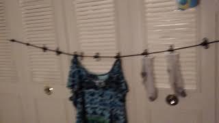 Clothes line with clips on it