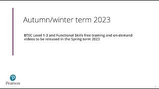 Autumn term 2023- Training for BTEC and Functional Skills