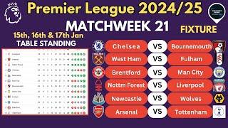 EPL FIXTURES TODAY - MATCHWEEK 21 • EPL TABLE STANDINGS TODAY • PREMIER LEAGUE FIXTURE 24/25