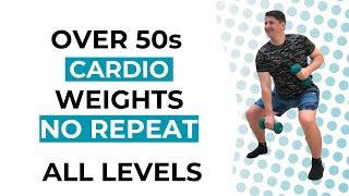 Over 50s ALL LEVELS STANDING Full Body Hiit Cardio Weights Workout NO Repeat