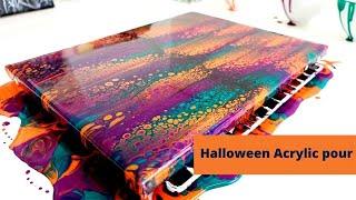  Halloween Acrylic pour painting - great for beginners! 