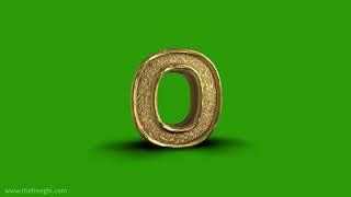 Golden ornamental Letter O Green screen video