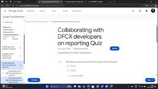 Collaborating with DFCX developers on reporting Quiz | Arcade |