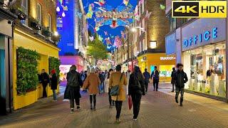 London's First Christmas Event - 2021Carnaby Christmas Event Central London Walk [4K HDR]