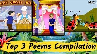 Top 3 Most popular nursery rhymes | English poems for children | Kids poems Compilation