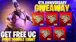 Get Free UC From Pubg Event | 5 Winners Get 8100 UC | 6th Anniversary Event |PUBGM