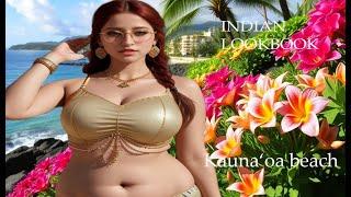 4K AI Art Indian Lookbook on Elegance and Kauna'oa Beach