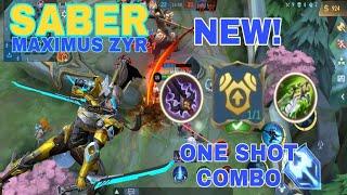 SABER NEW BUILD ONE SHOT COMBO | BEST EMBLEM BUILD SET 2022 | Mobile Legends Bang Bang