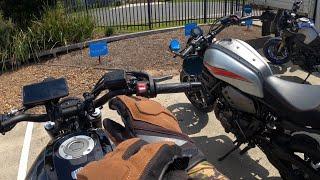 xsr 700 with akrapovic exhaust  on action camera