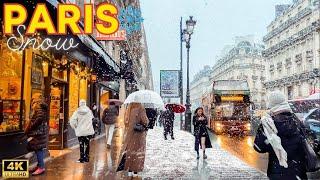 Paris, France  - 4K PARIS Snow 2024 ️Neige à Paris Hiver 2024 | Paris Walk  With Captions