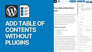 How To Add Table of Contents in WordPress Posts For Free Without Plugins?