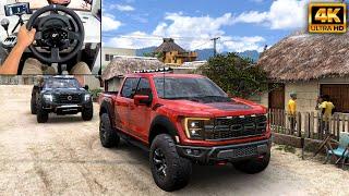 Ford F-150 Raptor R & Nissan Titan | OFFROAD CONVOY | Forza Horizon 5 | Thrustmaster T300RS gameplay