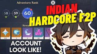 Genshin Impact F2p AR60 Hardcore Account Look Like! - Genshin Impact India