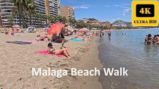 Malaga Beach Walk | Amazing Playa de la Malagueta | Spain Europe 4K Hot Summer 2024 Relaxing walking