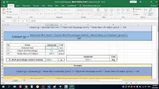 How to calculate the 1 mole and X  mole percentage catalyst amount (g) ?