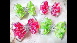 Яркие бантики из лент канзаши МК / hair clips ribbon kanzashi DIY