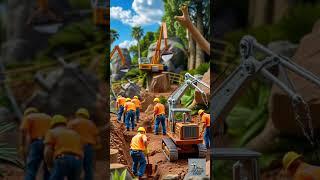  Building a Dinosaur Park! | Miniature Workers in Action ‍️ #miniature #shorts #miniatureworld