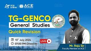 TS GENCO General Studies Quick Revision | Essential Tips & Exam Techniques By Mr. Raju Sir