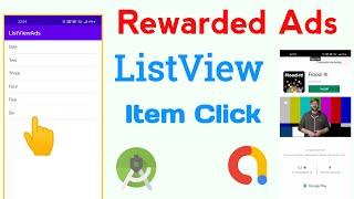 How To Implement Admob rewarded Video Ads on ListView Item Click | Admob rewarded Video ads