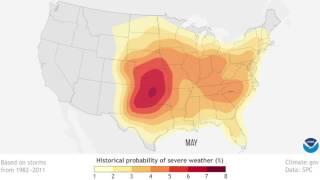 Daily chances of severe weather within 25 miles