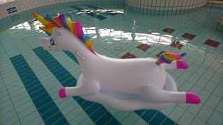 Inflatable ride on unicorn toy