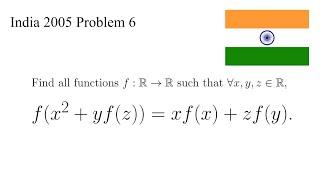 A Quick Functional Equation | India National Mathematical Olympiad 2005 Problem 6