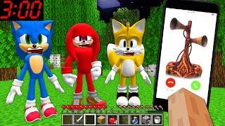 DON'T CALL TO SIRENHEAD AT 3:00 AM in MINECRAFT PLAYGAME SONIC - Gameplay FNAF Knuckles ROBLOX