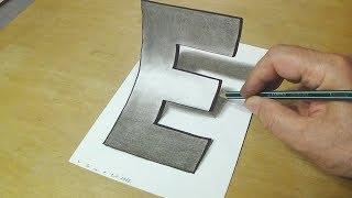 How To Draw 3d Letter E - Easy Trick Art Drawing