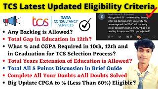 Latest TCS Updated Eligibility Criteria 2021 |TCS Selection Process |TCS % Criteria in 10,12 & Grad