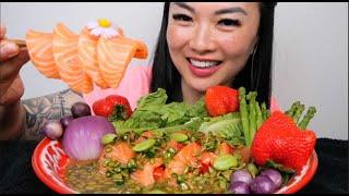 SALMON SASHIMI PLATTER (ASMR EATING SOUNDS) NO TALKING | SAS-ASMR