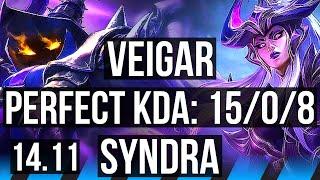 VEIGAR vs SYNDRA (MID) | 15/0/8, Legendary | NA Diamond | 14.11