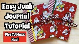 Easy Christmas Junk Journal Tutorial Using Wrapping Paper and Gift Boxes / TJ Maxx Haul / Easy Craft