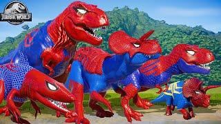 ALL SpiderMan Dinosaurs Fighting in Jurassic World Evolution 2 T-Rex I-Rex Giga Brachiosaurus