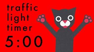 5 Minute Timer - Colour Change Traffic Light Cats Clock
