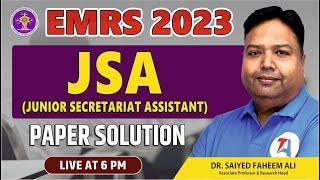 EMRS 2023 JSA Exam Paper Solution I EMRS JSA 2023 Exam Answer Key I EMRS JSA Exam 2023 Analysis