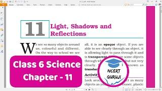 Class 6 Science Chapter 11 | NCERT | Light Shadows and Reflections