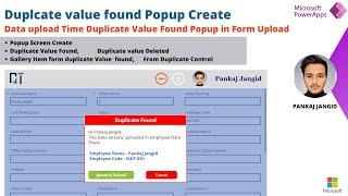 Duplicate find Popup in PowerApps Gallery - Form Data upload