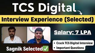 TCS Digital Interview Experience | Sagnik Selected | TCS Digital Interview Questions | TCS Interview