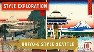 SEATTLE Poster in UKIYO-E “Japanese Woodblock” Style - Process!