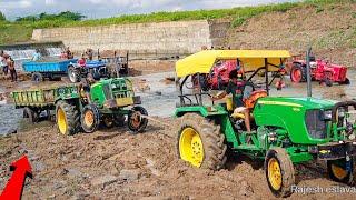 john deere tractor stuck in river rescued by john deere | john deere | tractor videos