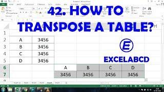 How to transpose a table in excel? | Excelabcd