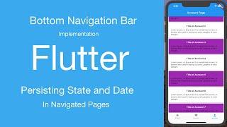 Flutter Bottom Navigation bar - Persisting Navigated Pages