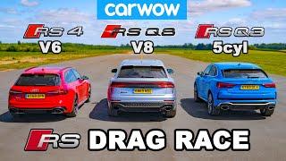 Audi RSQ8 vs RS4 vs RSQ3: DRAG RACE *V8 vs V6 vs 5cyl*