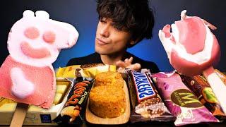 ASMR CANDY ICE CREAM BARS (SNICKERS, MARS, MAGNUM, OREO) CHOCOLATE PARTY DESSERT MUKBANG 먹방