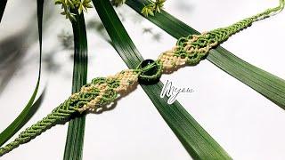 Make Your Own Green & Cream Macrame Bracelet with Bead Center | Simple & Stylish 466