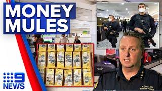 Border Force and AFP swarm Melbourne Airport amid money laundering spike | 9 News Australia